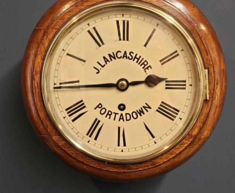 Victorian Oak 8" Dial Fusee Wall Clock - Image 1