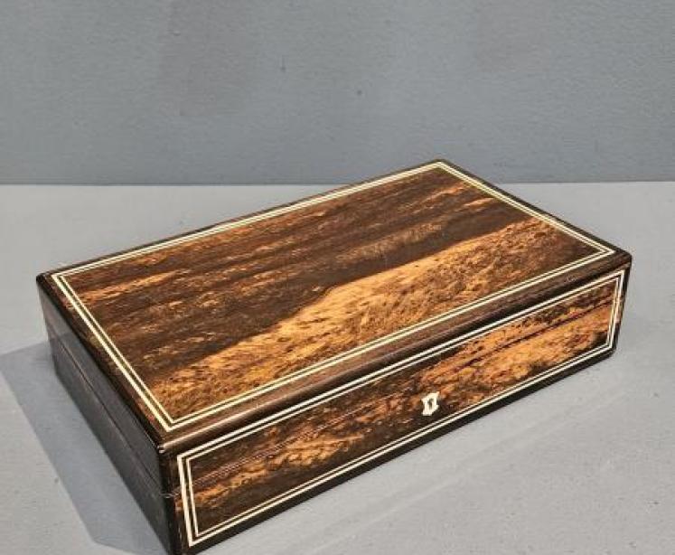 Victorian Coromandel Card Box & Contents - Image 2