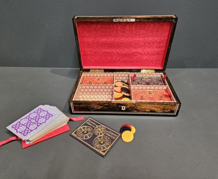 Victorian Coromandel Card Box & Contents - Image 3