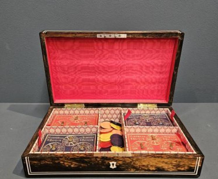 Victorian Coromandel Card Box & Contents - Image 5