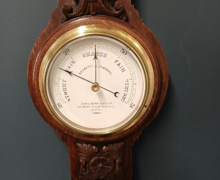 Small Victorian Negretti & Zambra Banjo Barometer - Image 2