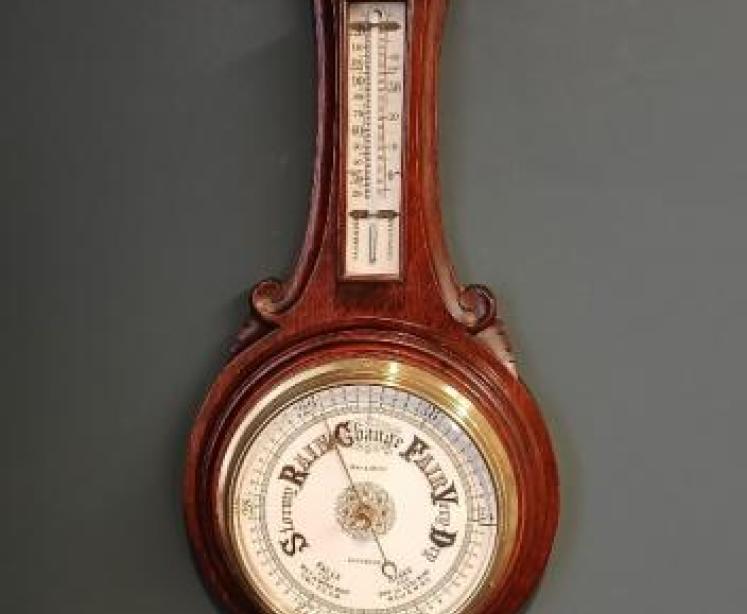 Victorian Polished Oak Nottingham Banjo Barometer - Image 1