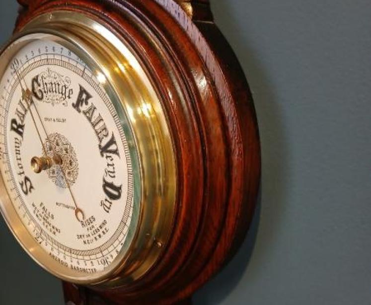 Victorian Polished Oak Nottingham Banjo Barometer - Image 6