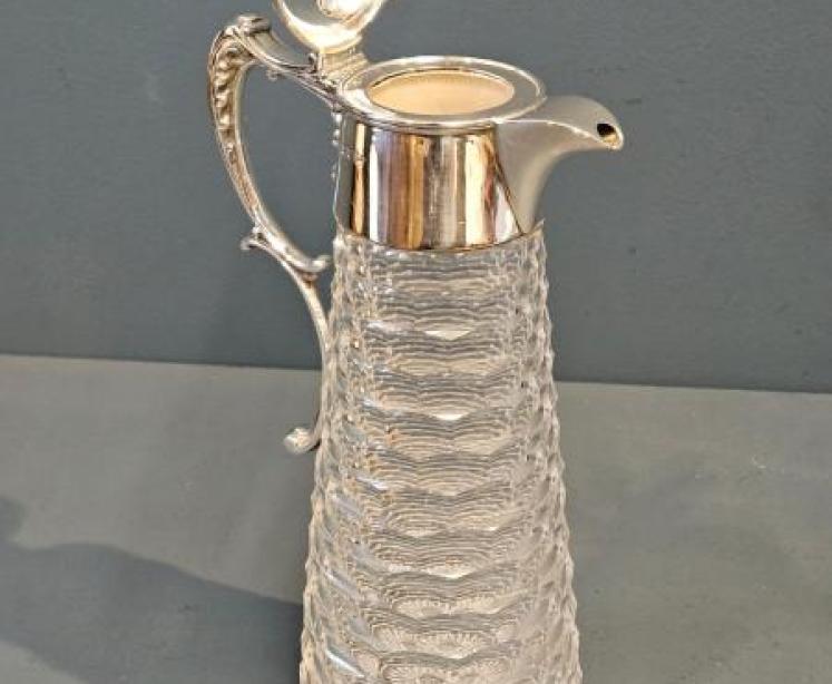 Edwardian Silver and Crystal Claret Jug - Image 5