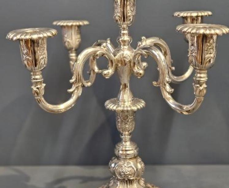Pair of Large Victorian Silver Plated Candelabra - Image 3