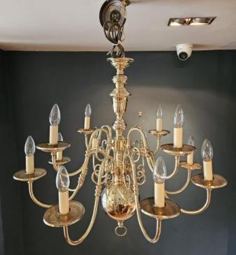 Edwardian Two Tier Brass Chandelier