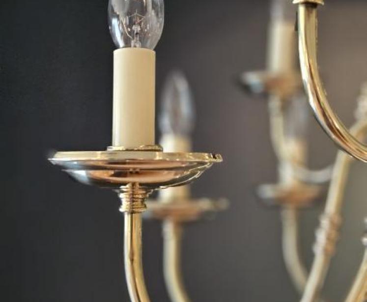 Edwardian Two Tier Brass Chandelier - Image 2