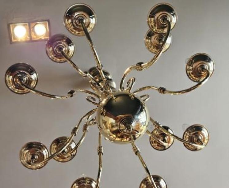 Edwardian Two Tier Brass Chandelier - Image 4
