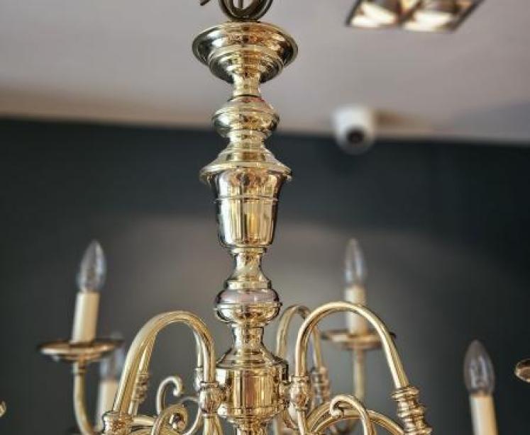 Edwardian Two Tier Brass Chandelier - Image 5