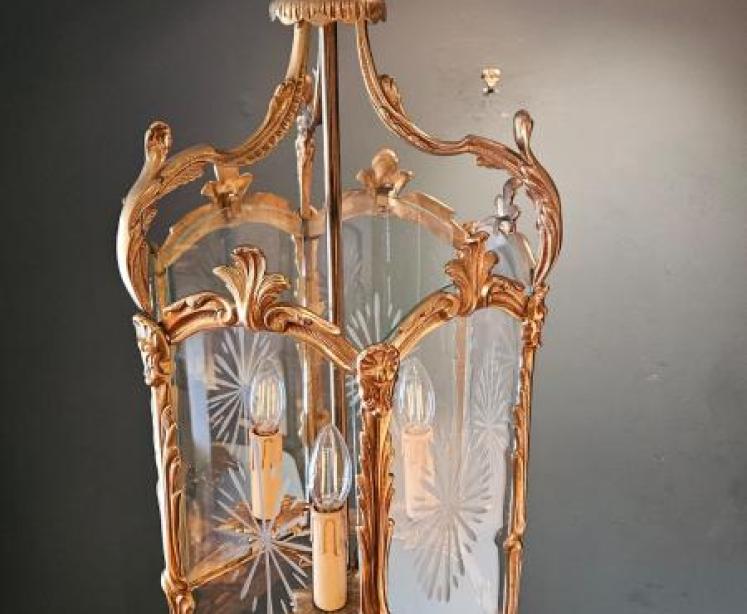 Gilt Brass Octagonal Lantern - Image 2