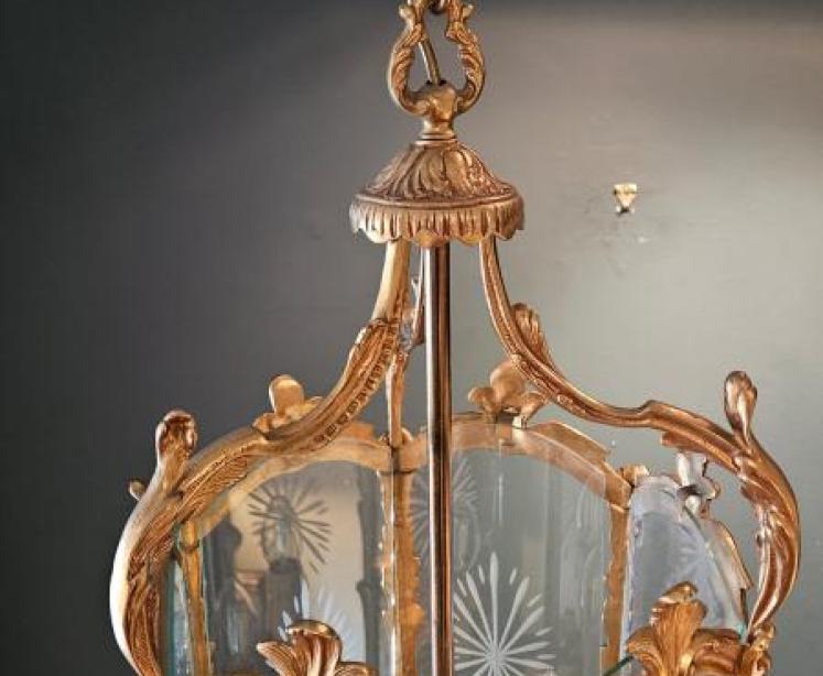 Gilt Brass Octagonal Lantern - Image 3