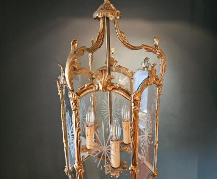 Gilt Brass Octagonal Lantern - Image 6