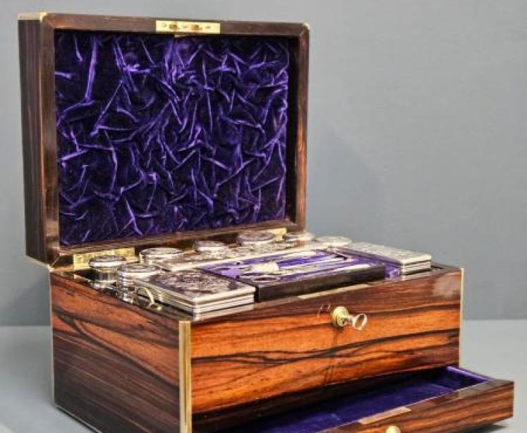 Victorian Travelling Box with Silver Contents  - Image 7