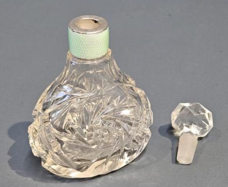 Silver and Engine Turned Enamel Collar Scent Bottle - Image 5