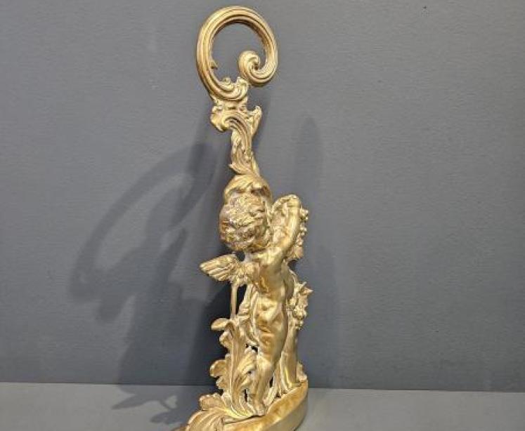Victorian Cast Brass Cherub Door Stop - Image 3