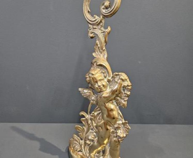 Victorian Cast Brass Cherub Door Stop - Image 5