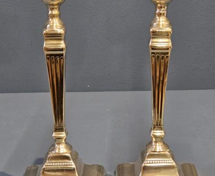 Pair of George III Brass Candlesticks - Image 1