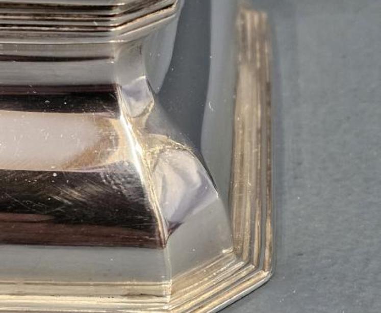 Fine Quality Victorian Silver Capstan Inkwell  - Image 5