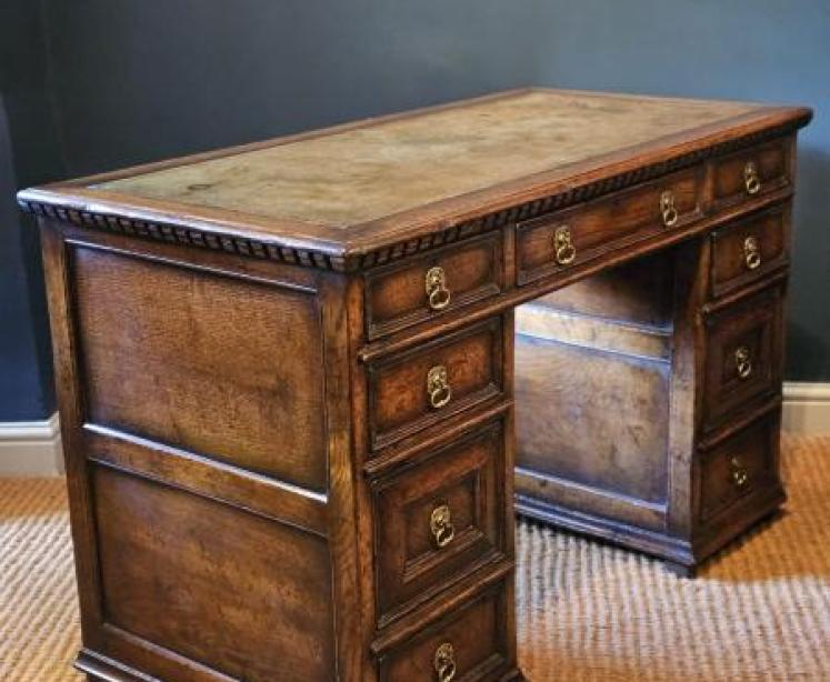  Oak Pedestal Desk - Image 5