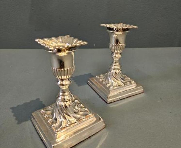 Matching Pair of Victorian Silver Candlesticks - Image 2