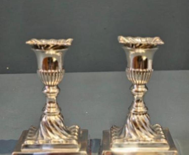 Matching Pair of Victorian Silver Candlesticks - Image 6