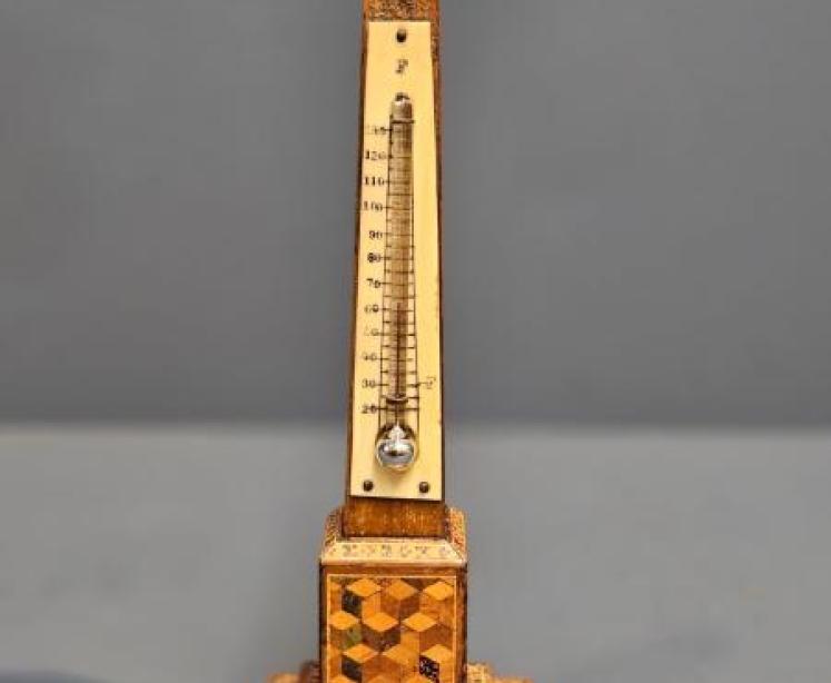 Victorian Tunbridge Ware Obelisk Thermometer - Image 1