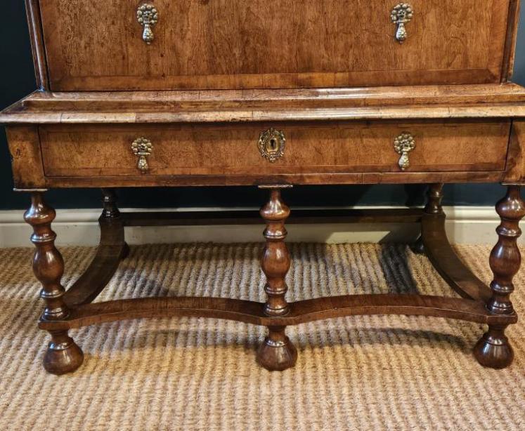 Outstanding Small William and Mary Walnut Chest on Stand - Image 7