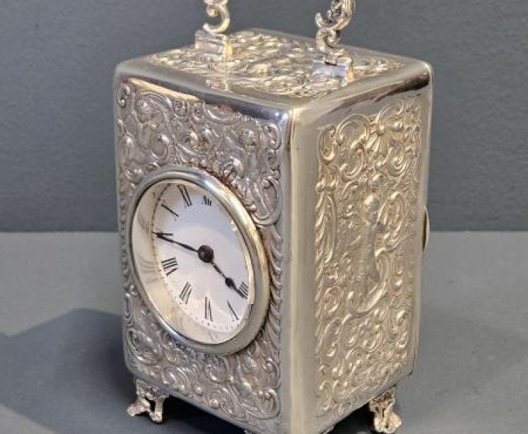 Superb Victorian Silver Carriage Clock by William Comyns - Image 2
