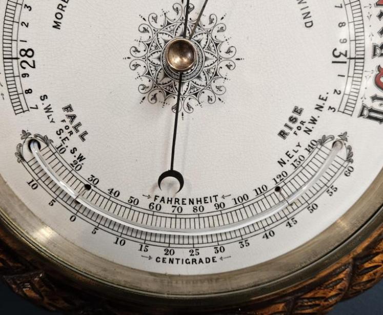 Victorian Oak Rope Twist Ships Barometer - Image 3