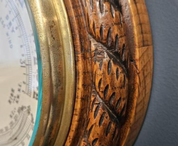 Victorian Oak Rope Twist Ships Barometer - Image 5