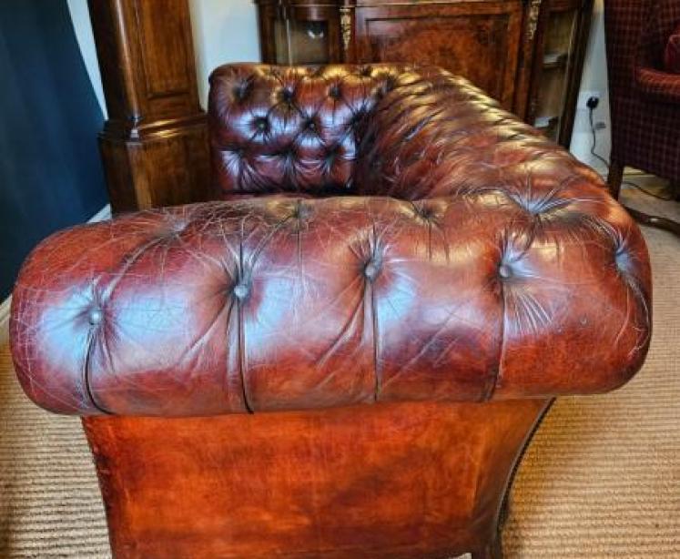 Victorian Leather Chesterfield Sofa - Image 7