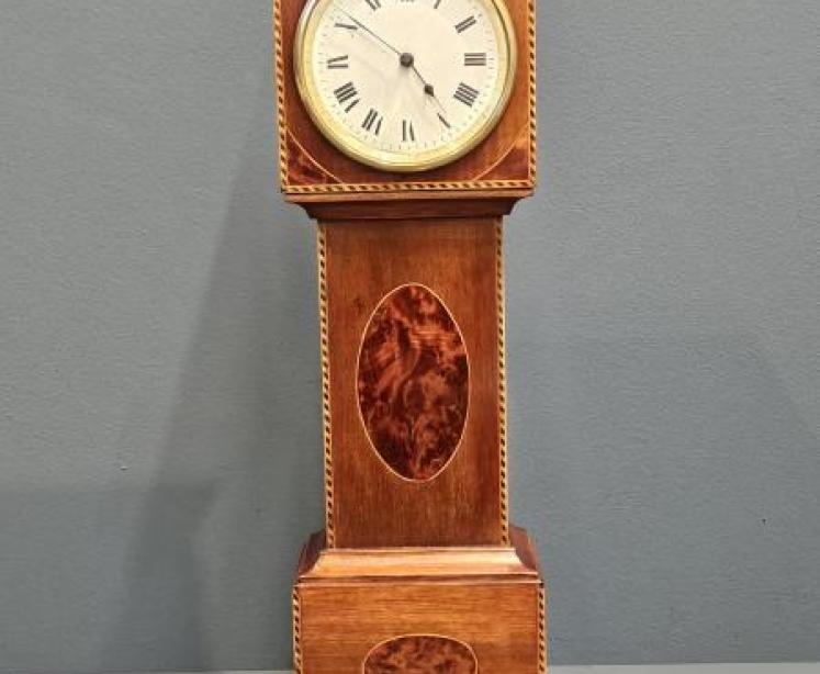 Edwardian Inlaid Mahogany Miniature Longcase Clock - Image 1
