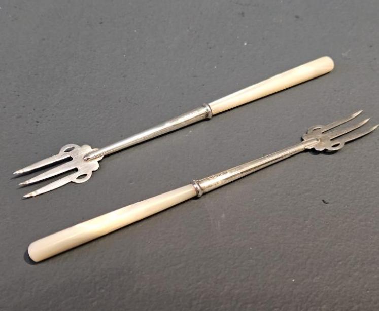 Pair of Silver Olive Forks  - Image 2