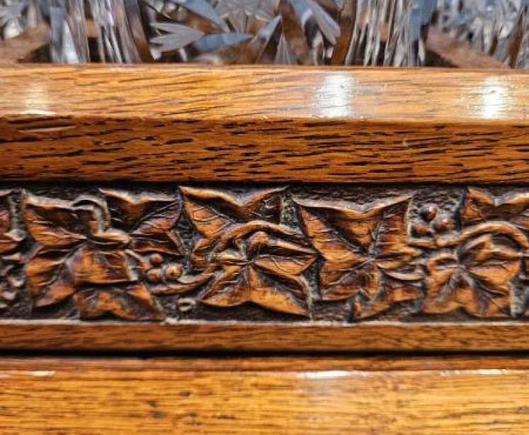 Victorian Carved Oak Three Bottle Tantalus  - Image 6