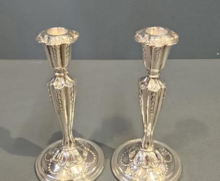 Pair of Victorian Silver Candlesticks  - Image 5