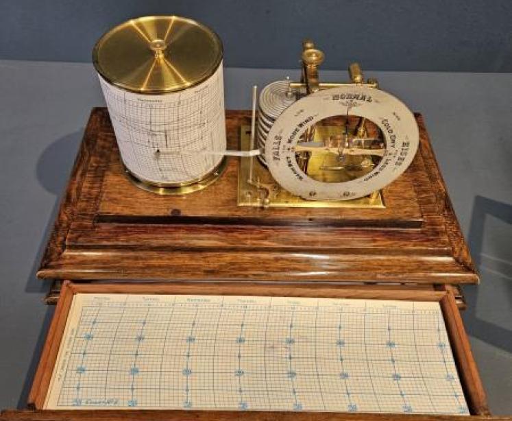 Late Victorian Oak Barograph  - Image 6