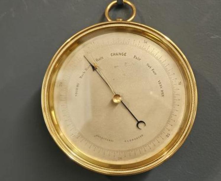 Victorian Marine Barometer with Silvered Dial - Image 1
