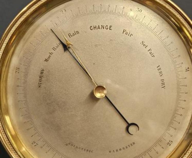 Victorian Marine Barometer with Silvered Dial - Image 3