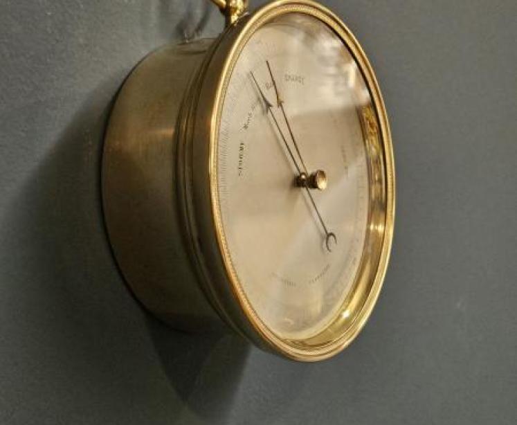 Victorian Marine Barometer with Silvered Dial - Image 5