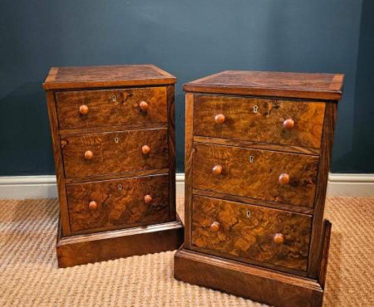 Pair of Victorian Walnut Bedside Chests - Image 1