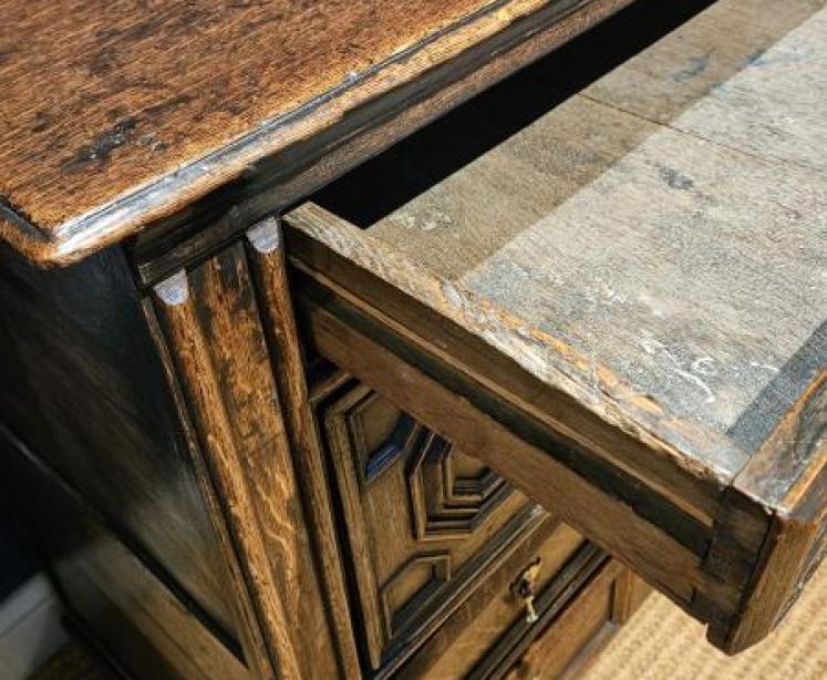 James II Period Oak Geometric Chest - Image 2