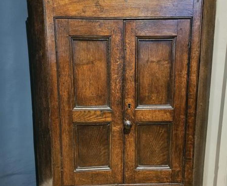 George III Oak Floor Standing Corner Cupboard - Image 7