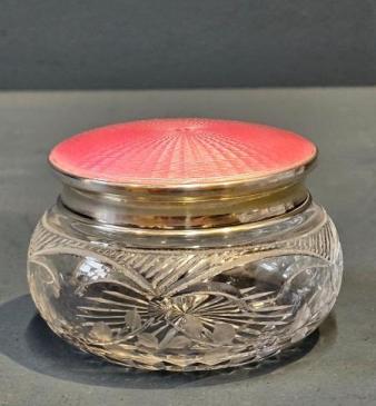 George V Silver and Enamel Powder Jar