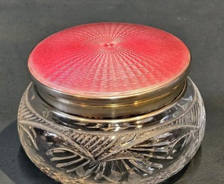 George V Silver and Enamel Powder Jar - Image 2