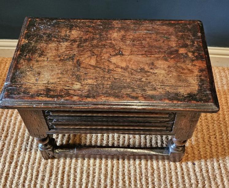 Early Oak Box Stool - Image 2
