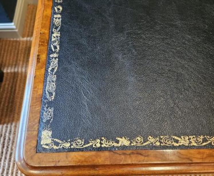 Victorian Burr Walnut Pedestal Desk - Image 3