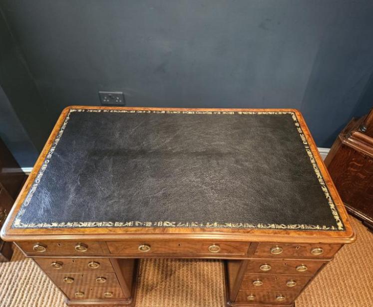 Victorian Burr Walnut Pedestal Desk - Image 5