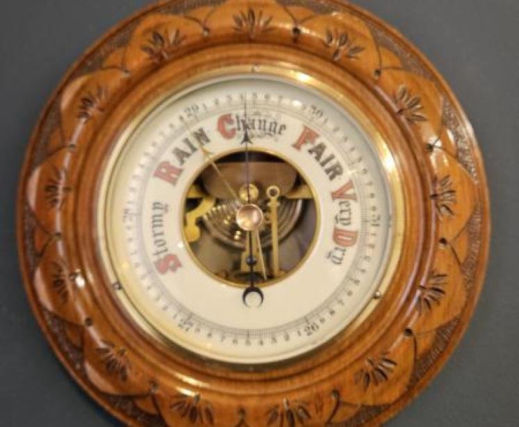 Late Victorian Walnut Cased Aneroid Barometer - Image 1