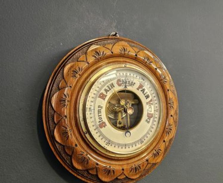 Late Victorian Walnut Cased Aneroid Barometer - Image 2