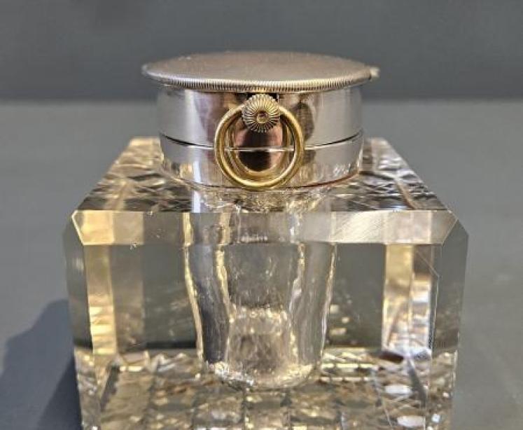 Edwardian Silver Ink Well and Pocket Watch Holder - Image 3